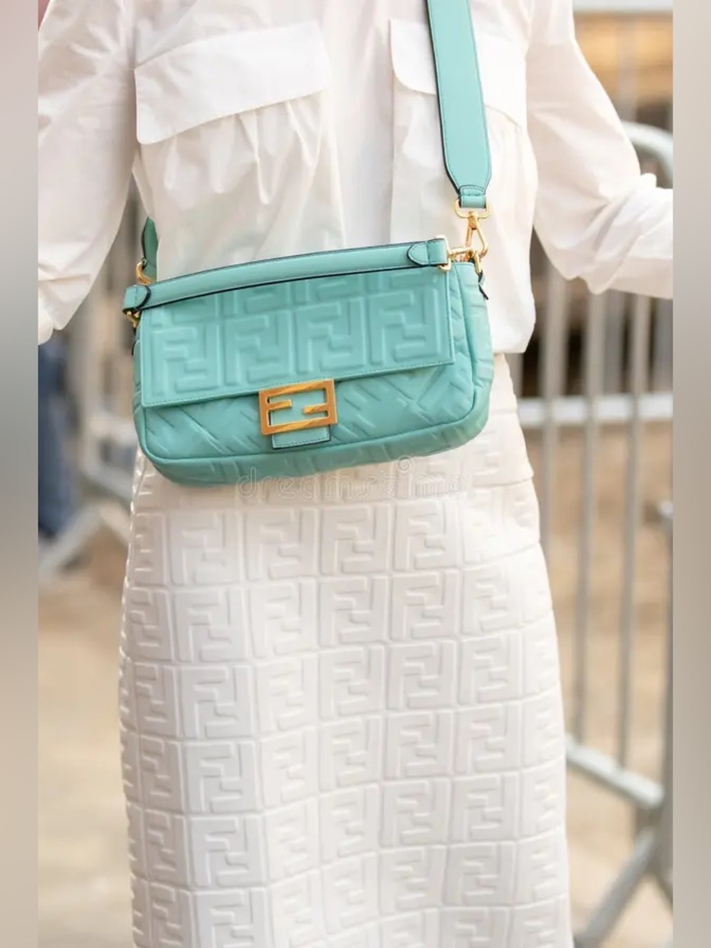 Fendi Nappa Baguette FF 1974 Embossed Leather Bag -campaign color-